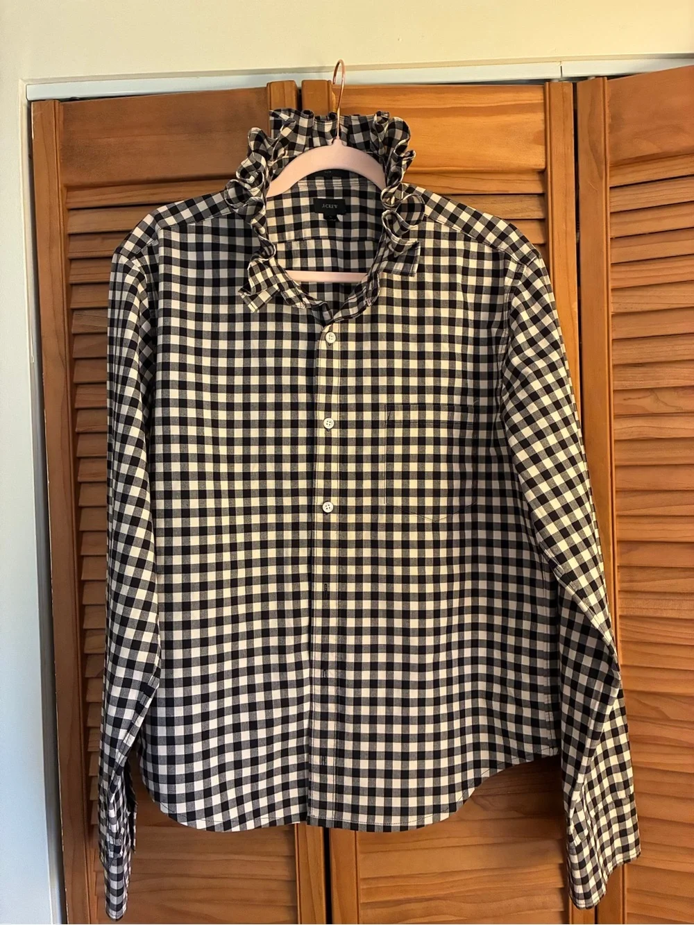 J. Crew Black and White Gingham Button-Down Shirt